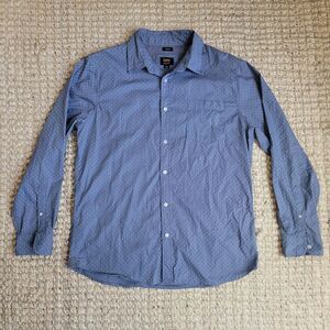 Lee Stretch Regular Fit Button Down Shirt Large Blue Gray Triangle Long Sleeve
